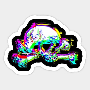 glitch effect skull 666 Sticker